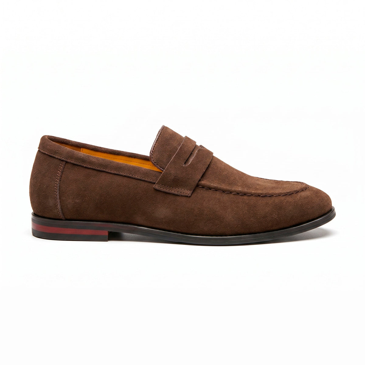 The Sloane Suede Penny Loafer — Dark Taupe
